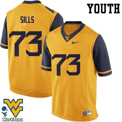 Youth West Virginia Mountaineers NCAA #73 Josh Sills Gold Authentic Nike Stitched College Football Jersey AN15I13LF